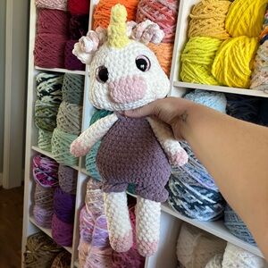Handmade Crochet large unicorn in jumper Plushie